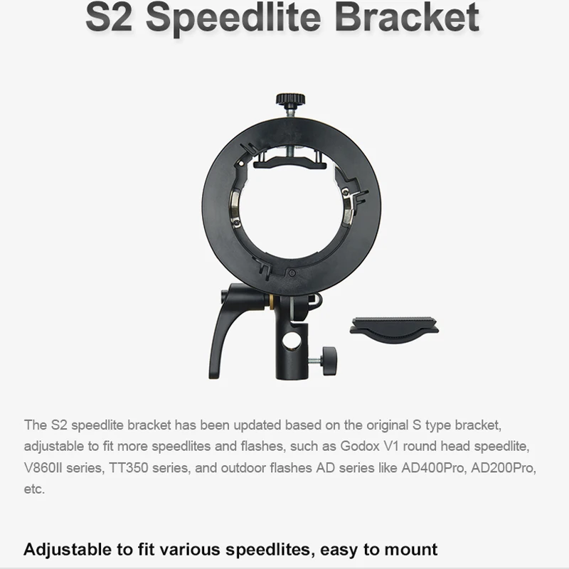 Godox Speedlite Bracket Bowens Mount Flash Holder for Godox V1 Round Head Speedlite V860II TT350 Series outdoor Flash bracket