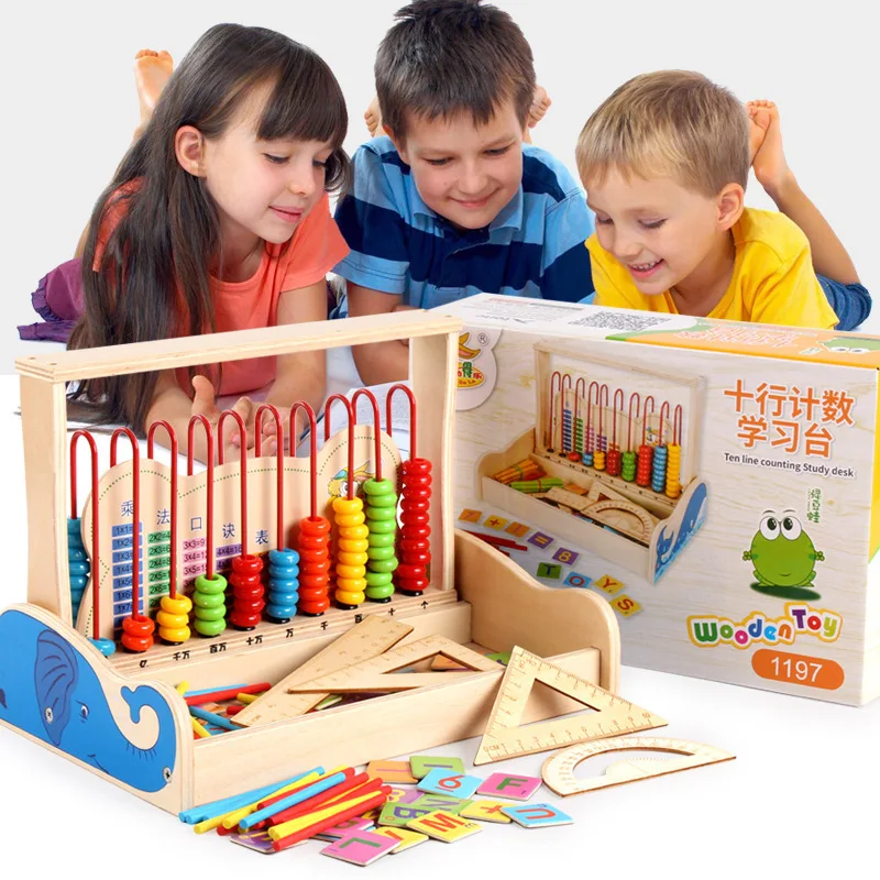 

Multi-functional with Numbers Calculation Frame Ten Stalls Arithmetic zhu suan jia Children'S Educational Toy Kindergarten Woode