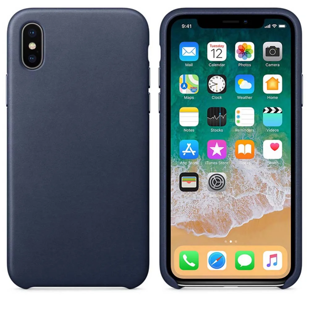 Официальный чехол из натуральной кожи для iPhone 7 8 Plus X XS XR XS MAX 11 pro чехол из натуральной кожи с розничной посылка - Цвет: Темно-синий