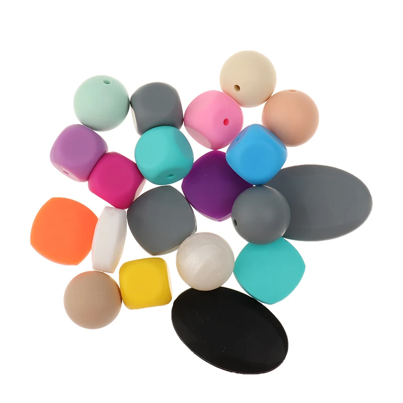 

ATOB 5pcs Silicone Beads Baby Teething Round 19MM Silicone Necklace Beads Square 16MM Baby Silicone Teethers Bpa Free