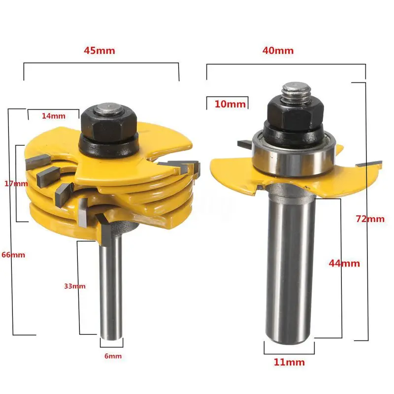 GTBL 2 шт. шлицевая фреза 3 крыло маршрутизатор бит 1/2 и 1/4 дюймов хвостовик Регулируемый деревообрабатывающий инструмент
