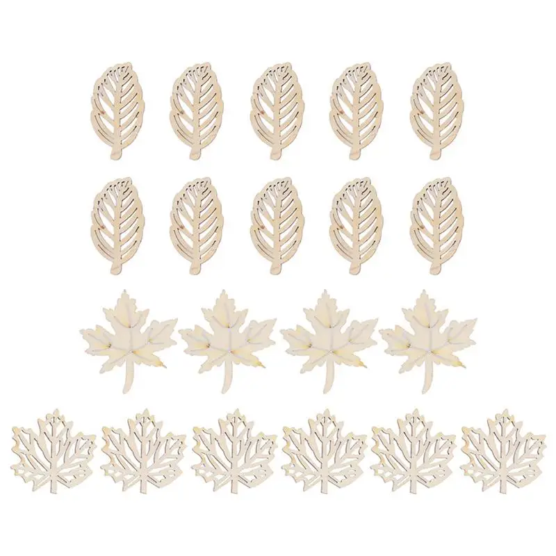 

20PCS DIY Creative Leaf Pattern Wooden Hollow Accessory Decoration for Embellishments DIY Scrapbooking Wedding Home Decor