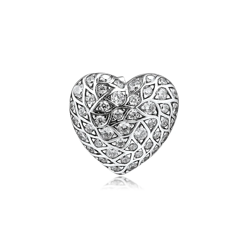 Серьги гвоздики из серебра 925 пробы с блестящим рисунком сердца|Серьги-гвоздики| |