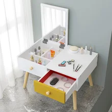 Modern Makeup Table with Mirror Manmade Board Solid Wood Leg Dressing Table MDF Creative Makeup Table Bedroom Furniture Dresser