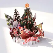 3D открытки Счастливого Рождества бумага Оригами лазерная резка открытки подарок открытки ручной работы Пустой красочные Рождественская елка
