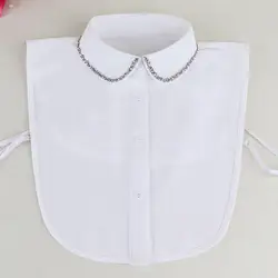 Вышитая бисером рубашка с фальшивым воротником воротник дамы свитер декоративный воротник бисером шифон рубашка с фальшивым воротником