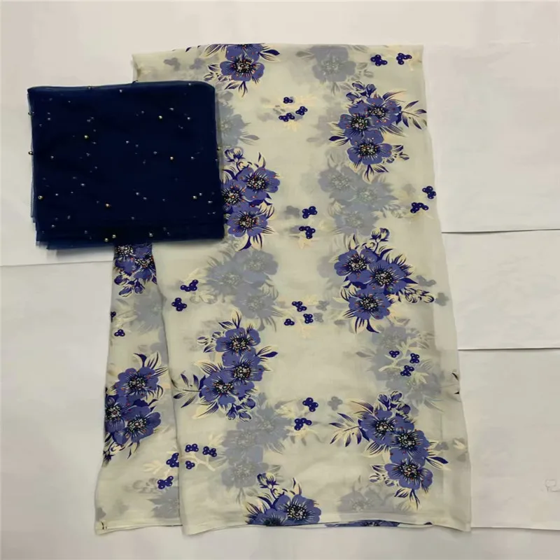 New Arrival satin silk fabric Fashion african wax pattern design Eco-Friendly silk fabric for Party Dress 5+2 yards LXE102723 - Color: same as picture6