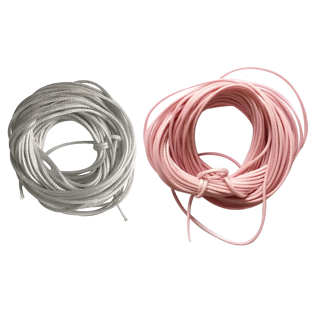 2 Pieces 10 Meters Waxed Nylon String Rope Cord for Jewelry Making 1.5mm Grey Pink