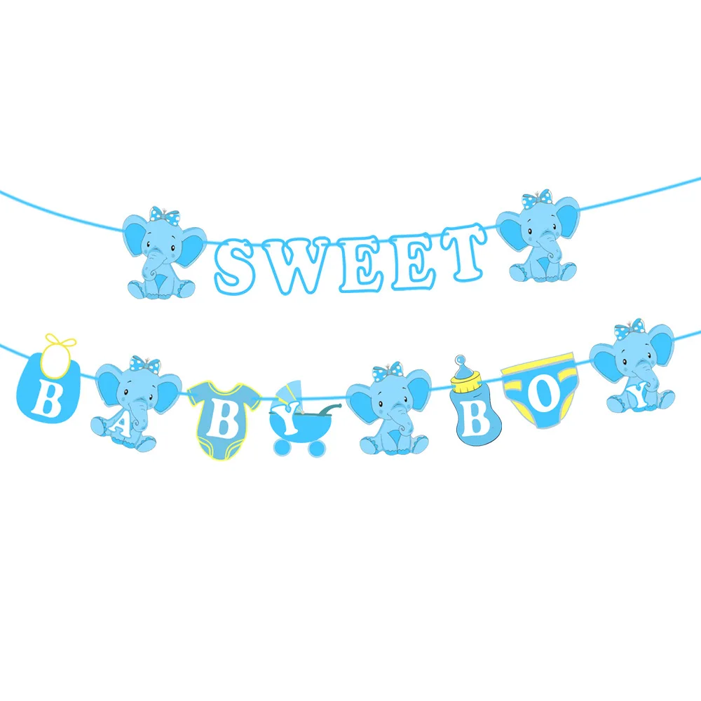 Baby Shower Party Banner Sweet Baby Boy Girl Gender Revealing Party Elephant Balloon Baby Shower Supplies HM02 (3)