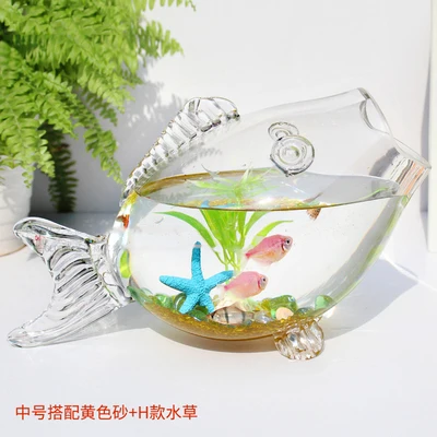 Kreatív Hal Alakú Üveghalak Akvárium Vastag Áttetsző, Nem Mérgező Ólom-Mini Aranyhal Tartály - Image 2