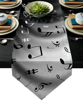 

Water Wave Music Black White Musical Notes Table Runner Table Flag Home Party Decorative Tablecloth Table Runners