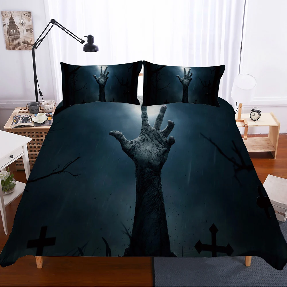 

BEST.WENSD 2019 Double bedding for bed Western style Halloween bedclothes Winter Double flat bed cover +pillowcases bedding-set