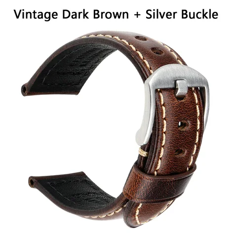 Oil Wax Genuine Leather Watch Band 20mm Watch Bracelet For Huawei Watch Watchbands For Samsung Galaxy Smartwatch Strap