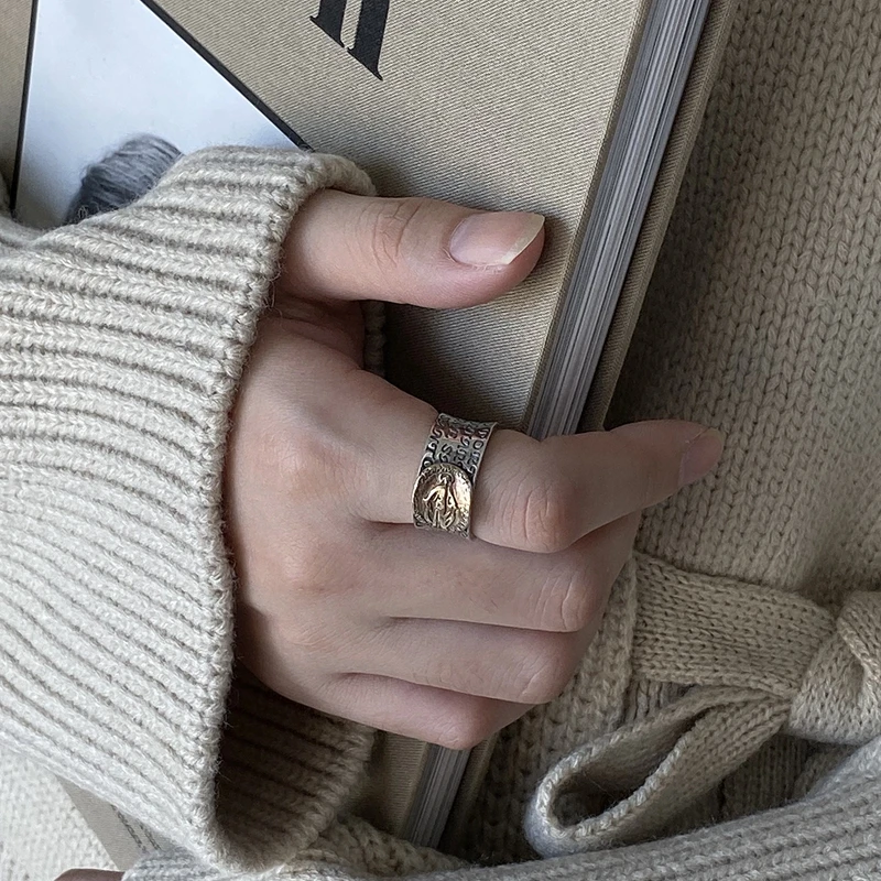Silvology 925 女性のためのスターリングシルバーミアリング 大きな太い韓国の業界スタイルのオープンリング シンプルなジュエリーギフト Rings Aliexpress