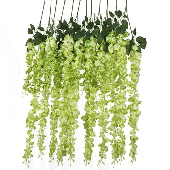 

Artificial Silk Wisteria Vine Ratta Silk Hanging Flower Wedding Decor,6 Pieces,(Green)