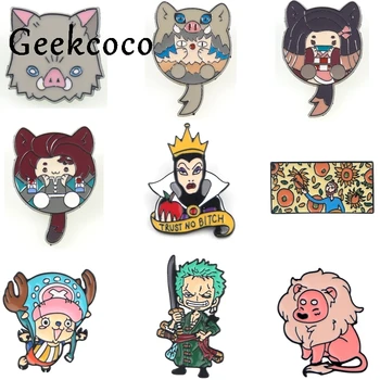

20pcs/lot J1212 Geekcoco Anime Kimetsu no yaiba And ONE PIECE Brooches Enamel Pin Clothes Collar Lapel Pin Metal Badges Jewelry