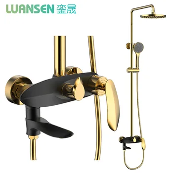 

wholesale all copper, black gold shower, shower, shower set, top water spray, faucet, nozzle, multi-function shower