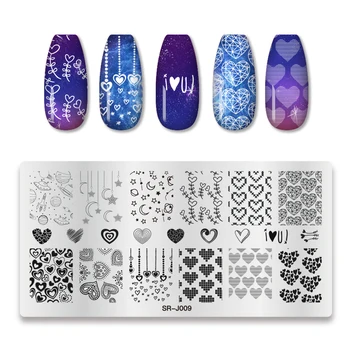 

RBAN NAIL Stainless Steel Flower Heart Shape Patterns Nail Stamping Plates Nail Art Plate Stencil Tools Design