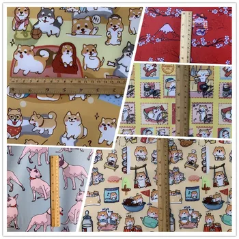 

ZENGIA 145*90cm Corgi Dog Corocorokuririn Cat Polyester Waterproof Fabric Patchwork handmade Tissue for bag tablecloth backpack