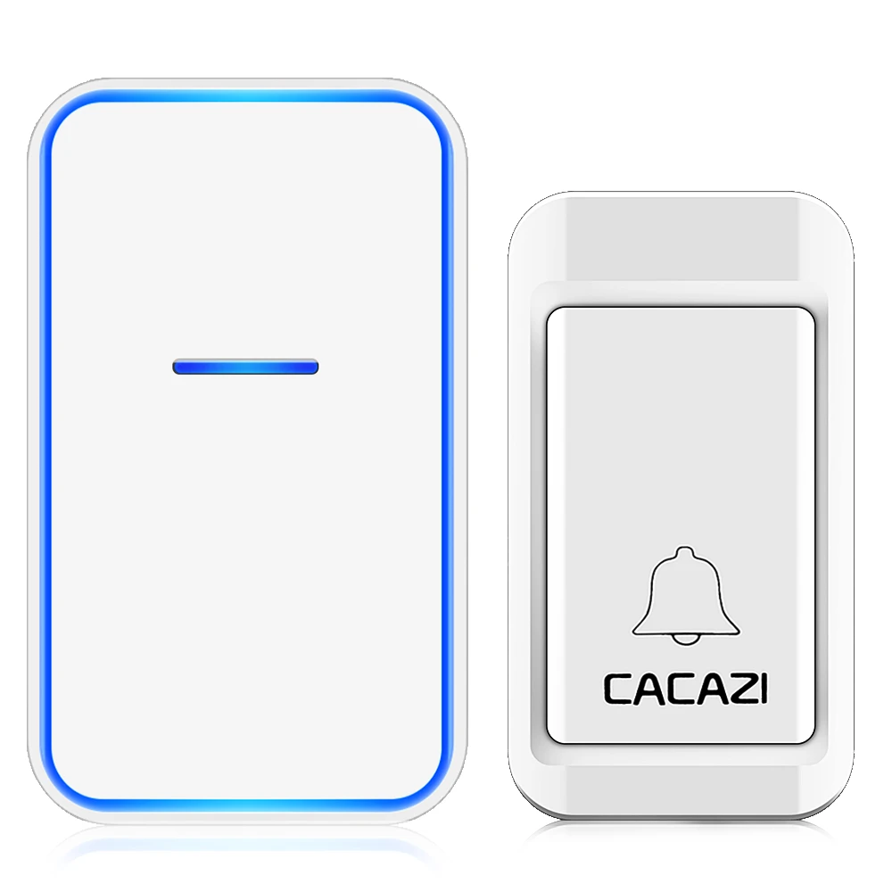 1 button 1 receiver CACAZI без батареи требуется Домашний Беспроводной дверной звонок 1 2 кнопки 1 2 3 приемник США ЕС Великобритания AU разъем водонепроницаемый автономный кольцевой звонок - Цвет: 1 button 1 receiver