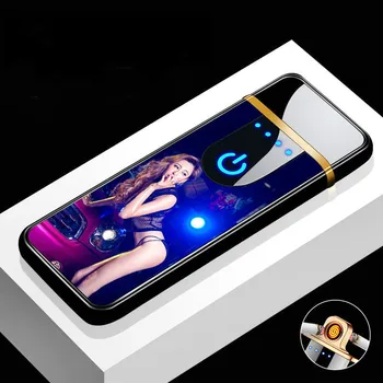 

Tungsten Turbo USB Lighter Touch-senstive Switch Lighter Cigarettes For Smoking Ciga Electronic Lighter engrave