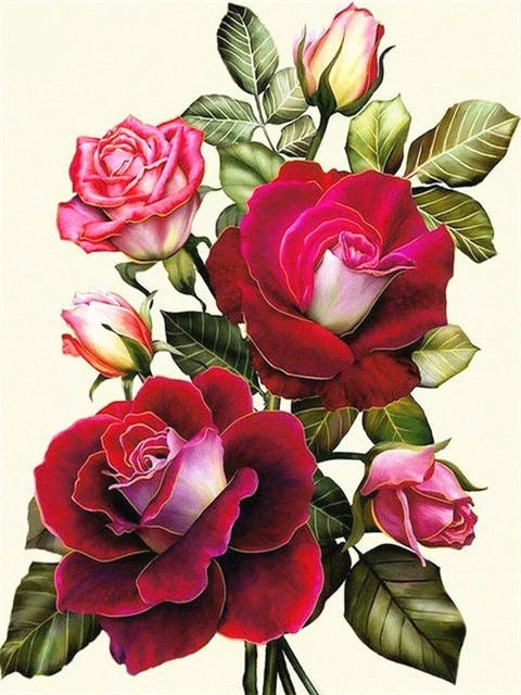 red rose 3135 AZQSD алмазная вышивка розы крестиком 5D алмазная мозаика цветы рукоделие картина стразами декор для дома подарок - Цвет: red rose 3135