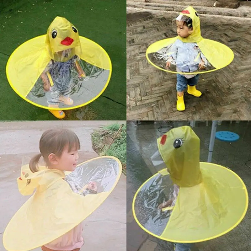 Новинка; плащ-дождевик UFO; детский плащ-дождевик с изображением утки; детский плащ с зонтиком и волшебной шапкой; плащ для малышей