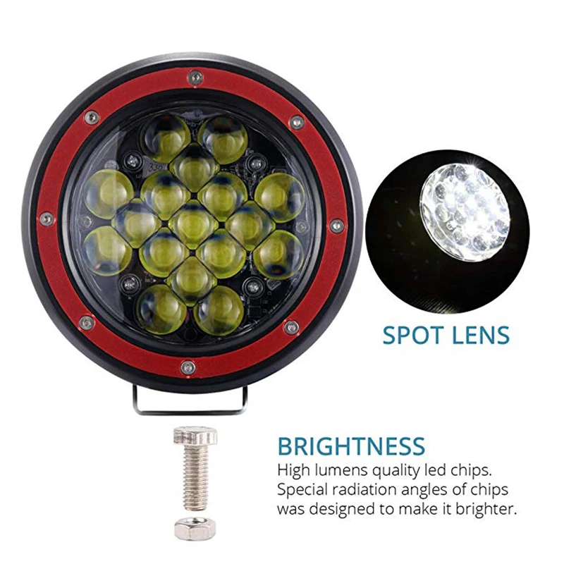 

5'' Round LED Driving Light 51W 5100lm Red Spot Fog Lamp Off Road Pod Lights LED Work Light Bar for Car Trucks Tractor SUV ATV