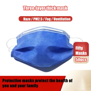 

50PCS Disposable Masks Civil Non Woven 3 Layer-Thick Anti-Dust Dustproof Disposable Earloop Face Mouth Masks 48 hours Shipping#S