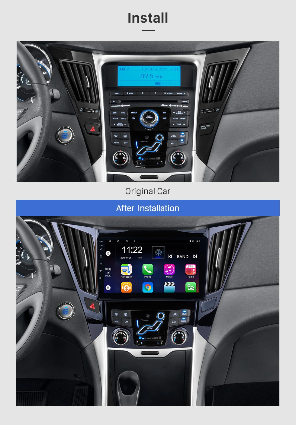 Seicane Android 9,0 Автомобильный мультимедийный плеер для 2011- HYUNDAI Sonata i40 i45 Поддержка TPMS DVR OBDII SWC " gps Navi Стерео