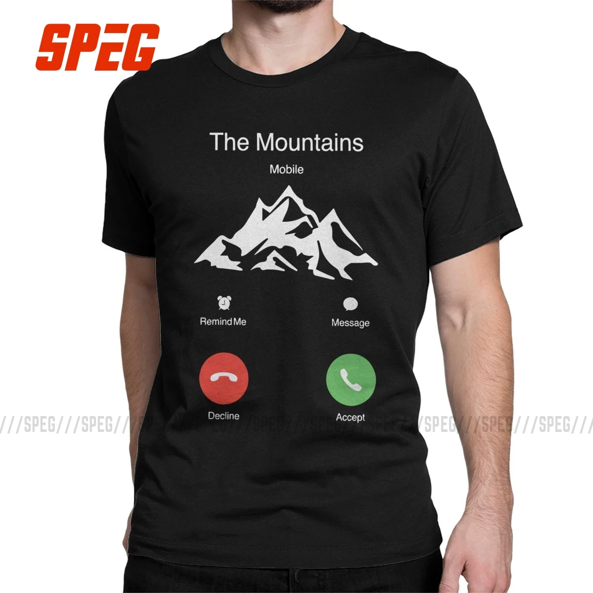 Мужская футболка с принтом The Mountains Are Call Одежда из чистого хлопка для экрана