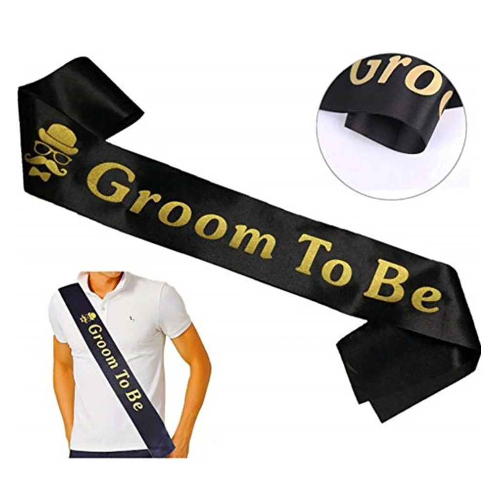 Modern Fabric Groom to Be Sash Bachelor Bridal Shower Party Favors Black Modern Fabric Groom to Be Sash Bachelor Bridal Shower Party Favors Black