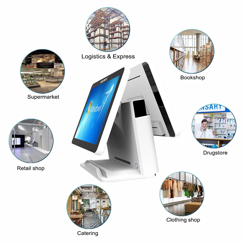 Pos системы двойной экран кассовый аппарат 15 дюймов сенсорный pos для отеля superstore