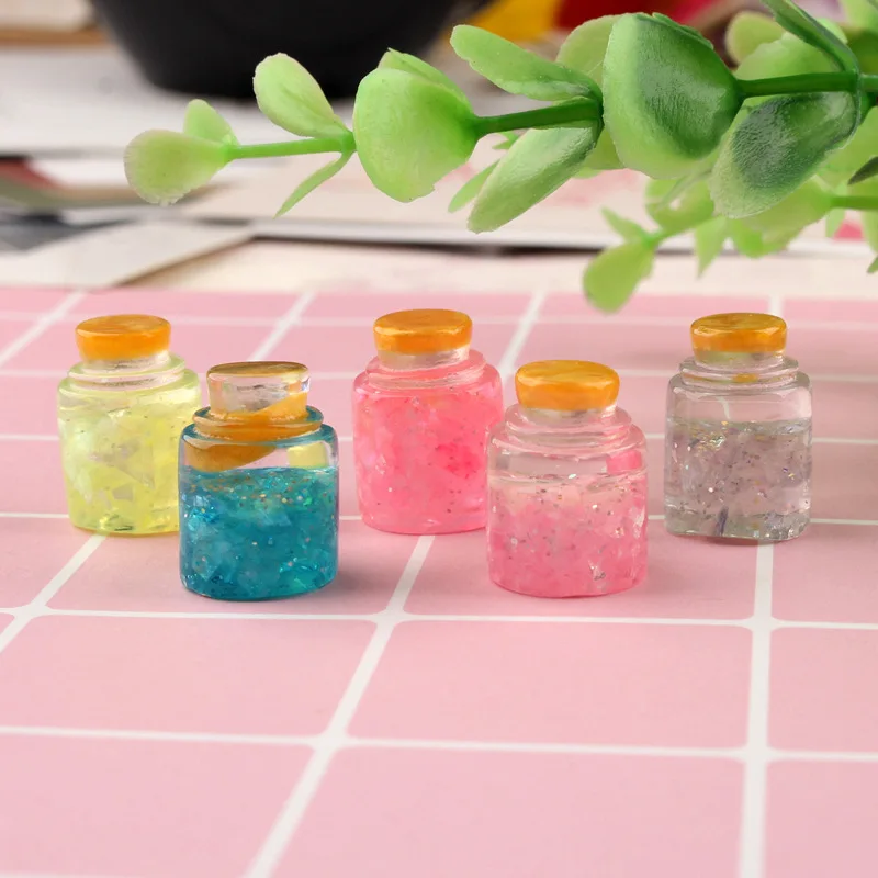 

15*20mm 3D Glitter Resin Cabochon Drink Bottle Shape Slime Beads Charms Ornament Accessories Material Hair Jewelry Bow DIY 10pcs