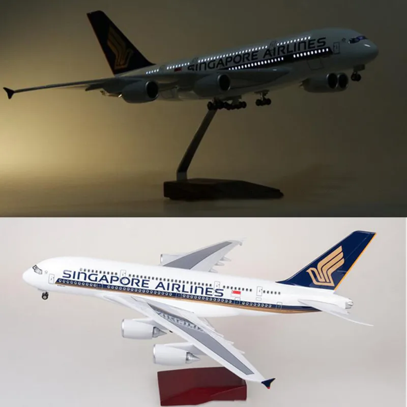 50,5 см коллекция моделей 1/160 самолет Airbus A380 Сингапур Авиакомпания игрушка с светильник и колеса литой под давлением пластиковый самолет из смолы