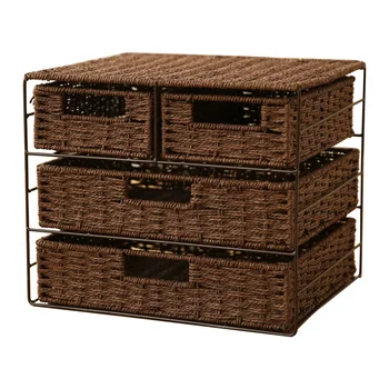 

Multi-storey Braided Shelf Receptacle Box Frame Drawer Office Desktop Receptacle Box Receptacle Basket