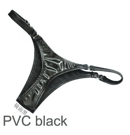 pvc black Plus плюс размер женские стринги и стринги масло латексные трусы Wetlook блестящий ПВХ стринги Нижнее белье Трусики-бикини женские трусики Танга - Цвет: pvc black