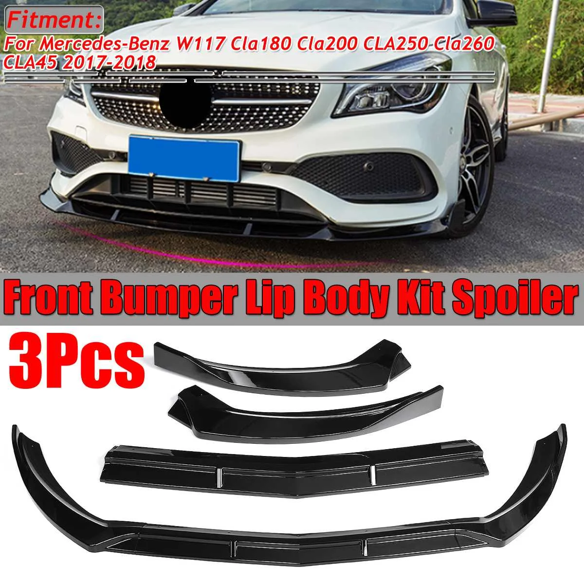 

New Car Front Bumper Splitter Lip Diffuser Spoiler Body Kit For Mercedes For Benz CLA180 CLA200 CLA250 CLA260 CLA45 2017 2018