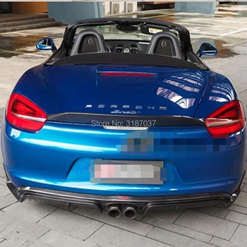 

For Boxster Cayman 981 REAR WING TRUNK 14-16 Carbon Fiber Rear Roof Spoiler Wing Trunk Lip Boot Cover Car Styling