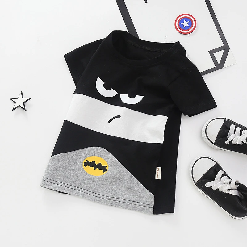 Black-BatmanD Новые хлопковые футболки для мальчиков и девочек; Детские футболки с короткими рукавами; рубашки с героями мультфильмов; детская верхняя одежда; Мстители; Marvel; Бэтмен; Капитан Америка - Цвет: Black-BatmanD