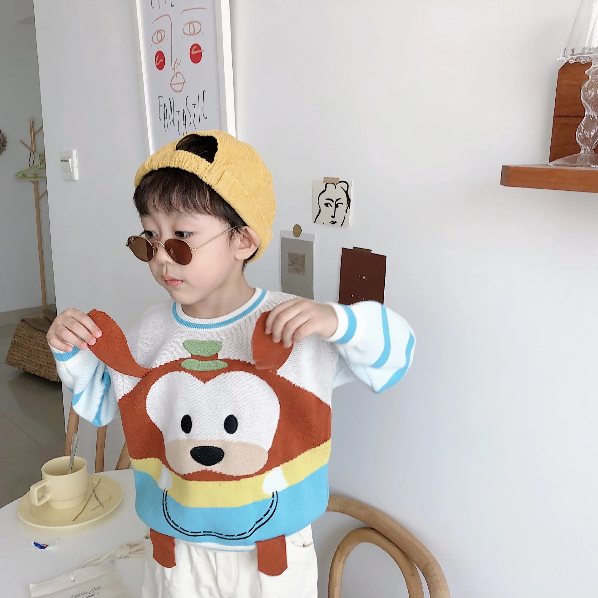 Tonytaobaby/Детский свитер с объемным рисунком больших ушей щенков из мультфильмов для мальчиков и девочек; сезон осень-зима