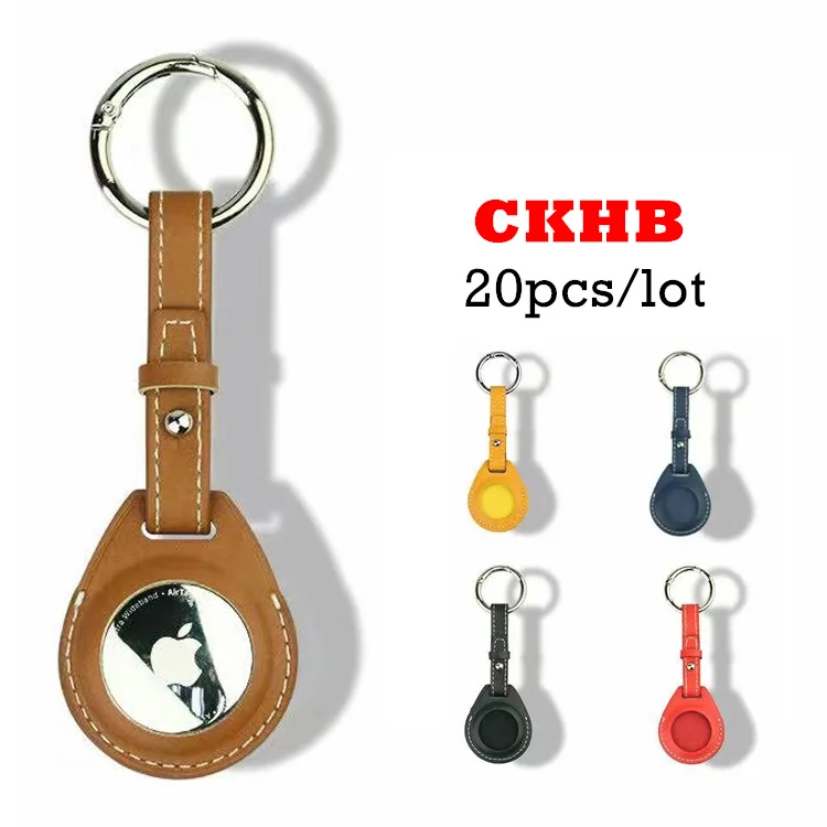 

20pcs/lot Ckhb-pf5 Shockproof Protective Case For Apple AirTag Leather Hangable Key Ring Luggage Tag Bag Charm Loop