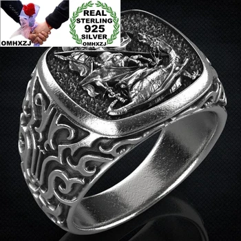 

OMHXZJ Wholesale RR1312 European Fashion Fine Man Male Party Birthday Wedding Gift Vintage God Warrior 925 Sterling Silver Ring