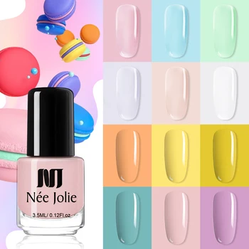 

NEE JOLIE Jelly Nail Polish Nude Glitter Sequins Nail Art Polish Shiny Pearly Shell Nail Art Varnish Solid Color Nail Polish