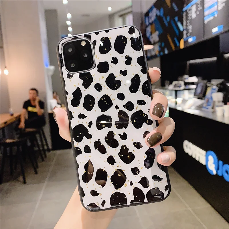 Золотой Фольга леопардовый чехол для телефона для iPhone 11 11Pro Max X XS Max XR 7 8 6 6s Plus Мягкий Силиконовый ТПУ чехол блестящий чехол