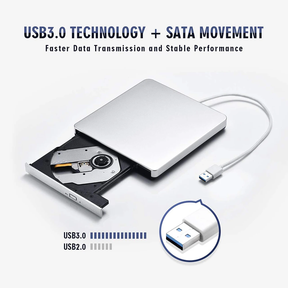 VicTsing Внешний USB 3,0 DVD/CD Привод портативный CD DVD rom записывающая горелка с разъемом type-C для ноутбука Настольный Windows 7 10 8