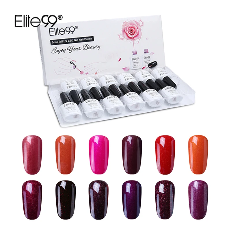 10ML-12PCS-C014 Elite99, 10 мл, винно-красный Гель-лак для ногтей, маникюрный Гель-лак для ногтей, Полупостоянный УФ-гель, гибридный лак, рождественский подарок - Цвет: 10ML-12PCS-C014