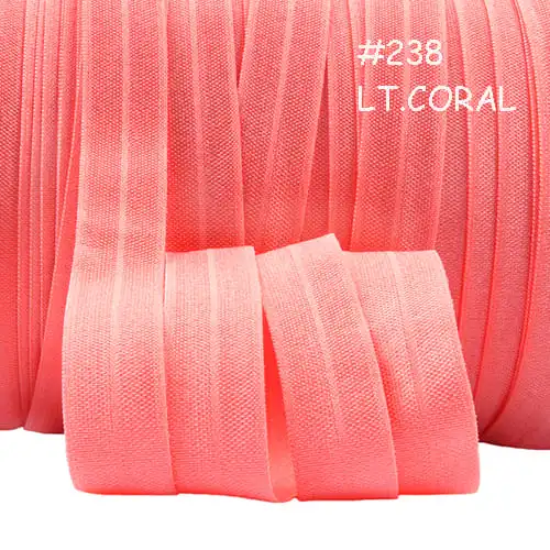 238 Lt. coral 100 ярдов/рулон) 5/" сплошной цвет враг на голову эластичная повязка для головы - Цвет: 238 Lt. coral
