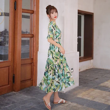 

New summer dresses chiffon close temperament show thin waist dress fairy fairy's dress