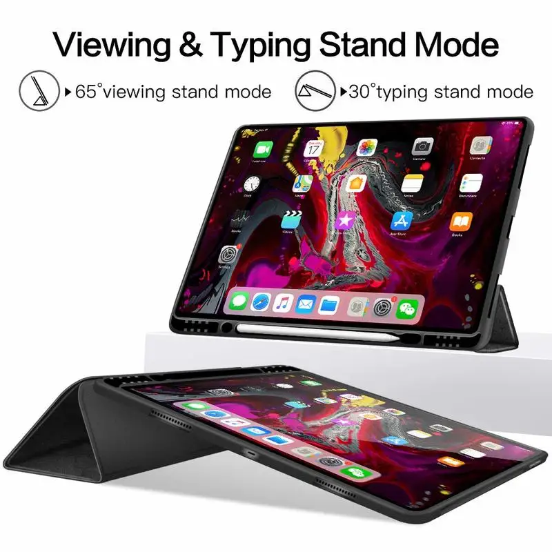 Чехол для iPad Pro 12,9 3rd выпуска модели A2014 A1895 A1876 карандаш держатель, тонкий защитный чехол-подставка для автоматического сна/пробуждения чехол